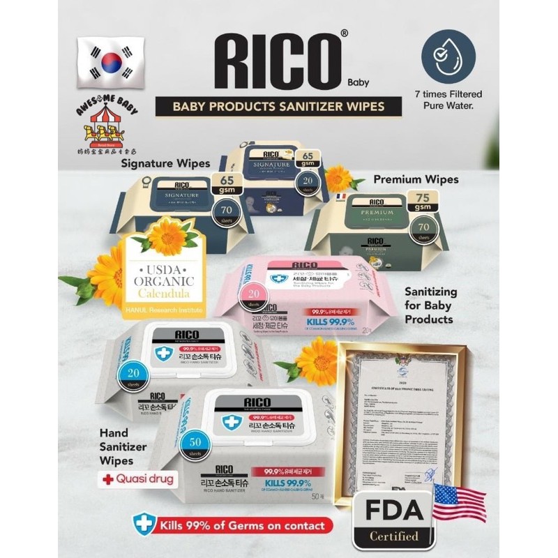 Rico Baby Wipe Wet Tissue Rico Wipes Shopee Malaysia