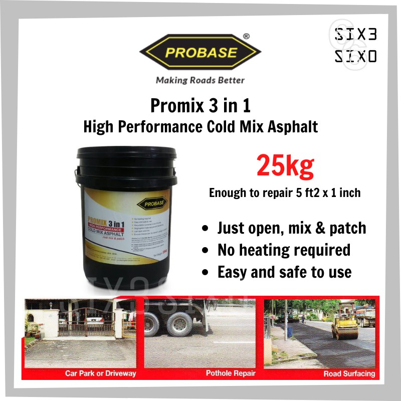 Probase Promix 3 in 1 High Performance Cold Mix Asphalt 25kg (Car park