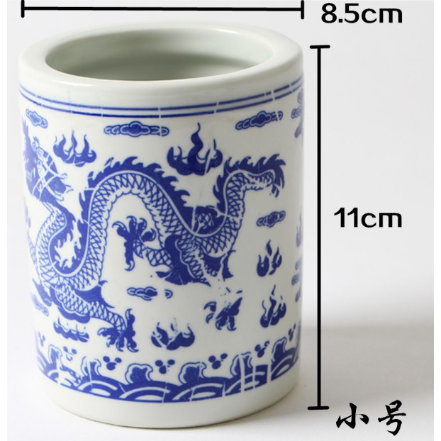 青花瓷笔筒景德镇陶瓷仿古文具文房用具书法毛笔桃园一庐Chinese