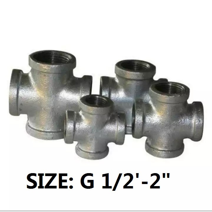 GI Galvanized Iron Besi Cross tee Four Way Tee G 1/2