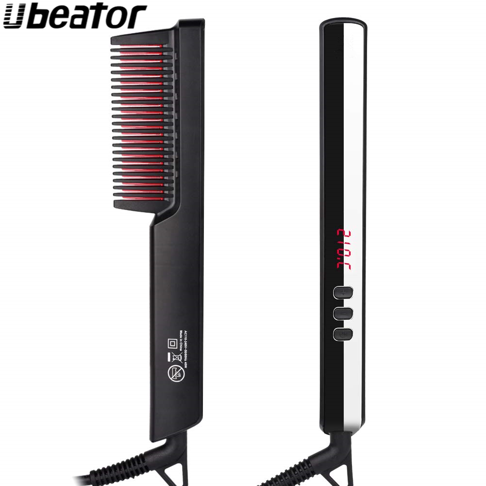 Ubeator Electric Hair Straightener Brush Ceramic Heating Temperature