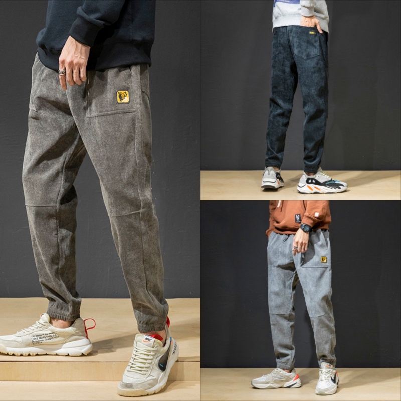 Young men's Corduroy casual pants loose legged Harlan pants nine legged