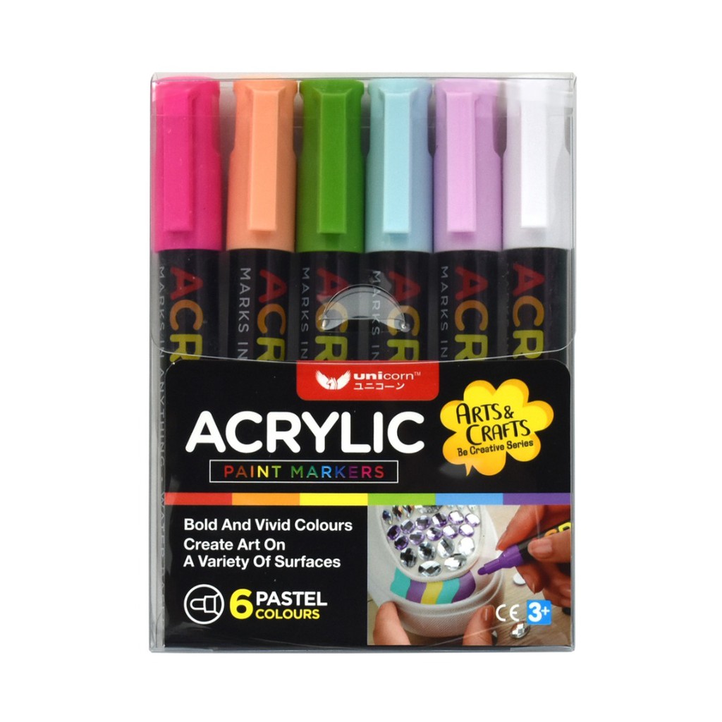 Unicorn Acrylic Paint Marker Pen - Fine/Bold Tip (Basic / Pastel ...