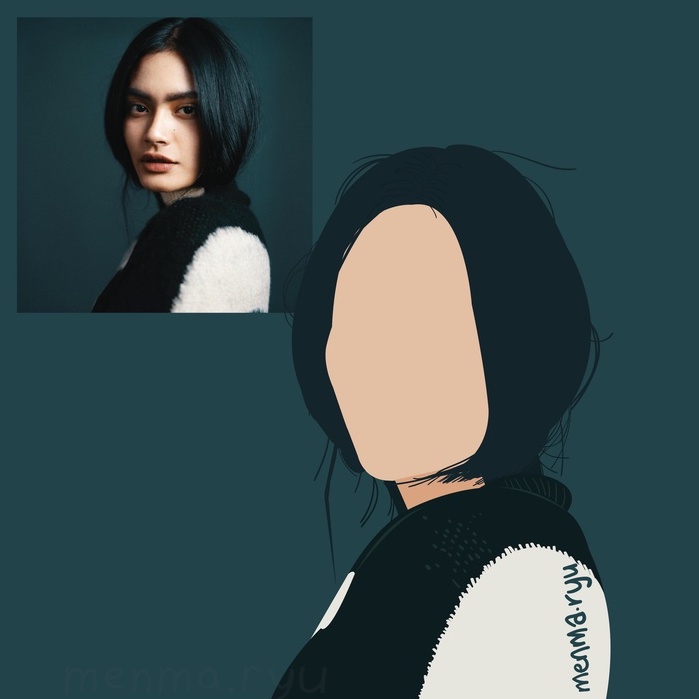 Digital Drawing Faceless Flat Portrait Softcopy Only Servis Lukisan Flat Potret Digital 