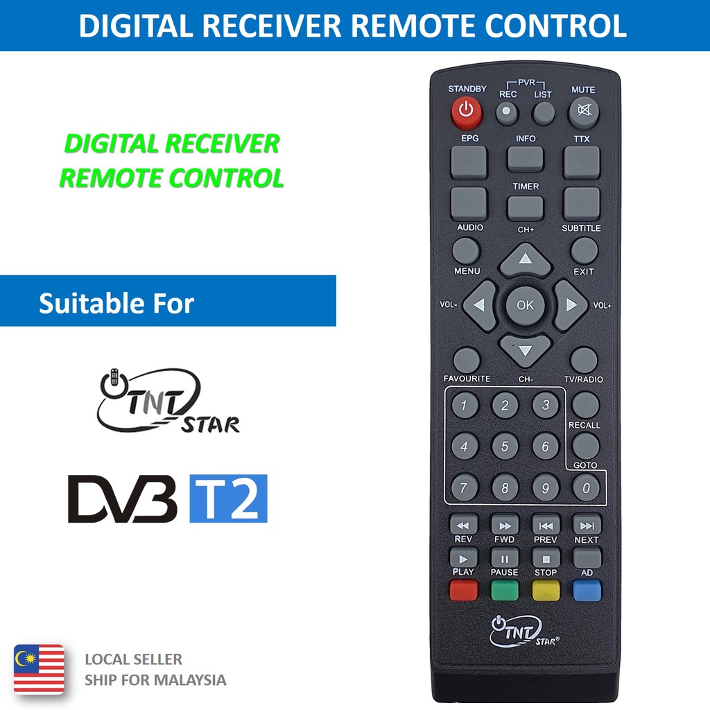 Compatible For TNT/DVB-T2 Digital Receiver Remote Control (TNT-6098 ...