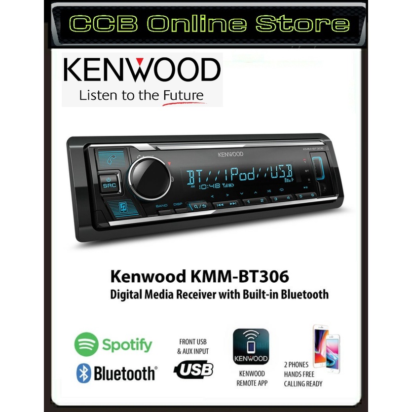 Kenwood KMMBT306 / KMMBT408 Usb & Bluetooth Spotify Control With 13