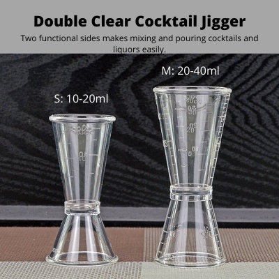 Clear Plastic Super Double Jigger Shot Glass Mixed Drink Measurer