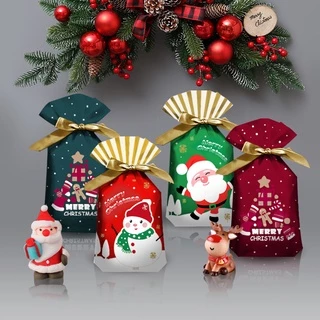 1-5pcs New Year 2023 Christmas Candy Packaging Santa Gift Bag Xmas Plastic Bag Christmas Decorations for Home Navidad 2021 Gift