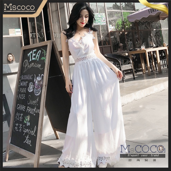 Women Clothing Printed Suspender Wide Leg Pants Draping Effect Trousers Suspender No Belt Jumpsuit Women main image 0