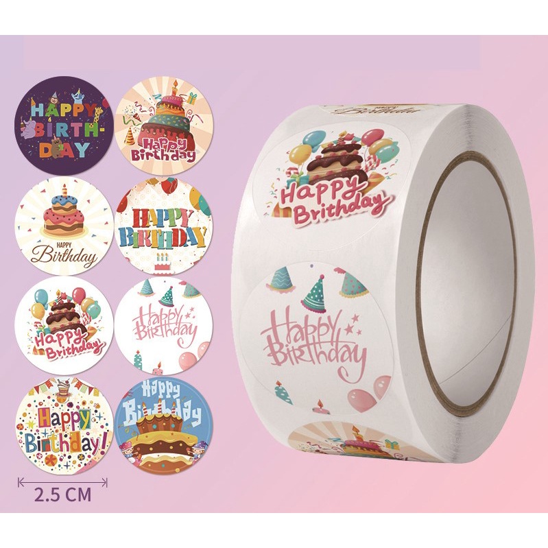 Thank you sticker, Happy birthday label for gift , business , Kids ...