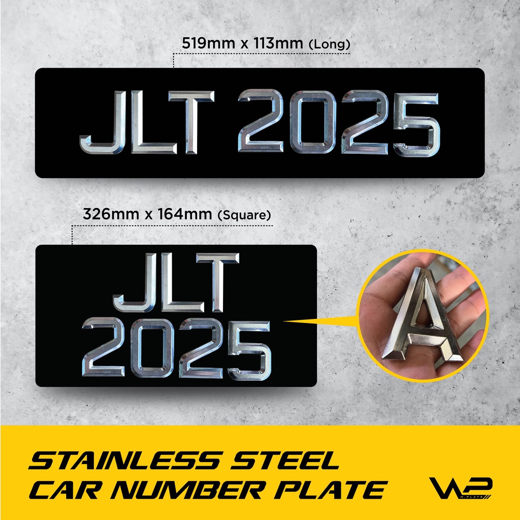 STAINLESS STEEL CAR NUMBER PLATE / METAL CAR NUMBER PLATE / 铁字车牌