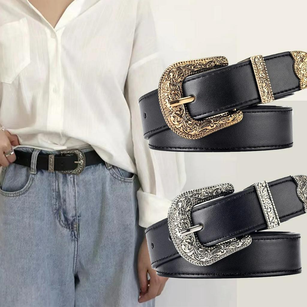 Women'S Belt Vintage Carved Needle Buckle Men'S Belt Punk Hip Hop Rock