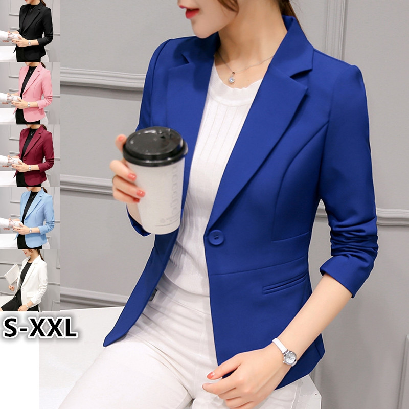 Women Blazer Casual Fashion Spring Autumn Slim Fit Basic Ol Office Lady Formal Suit Jacket Work