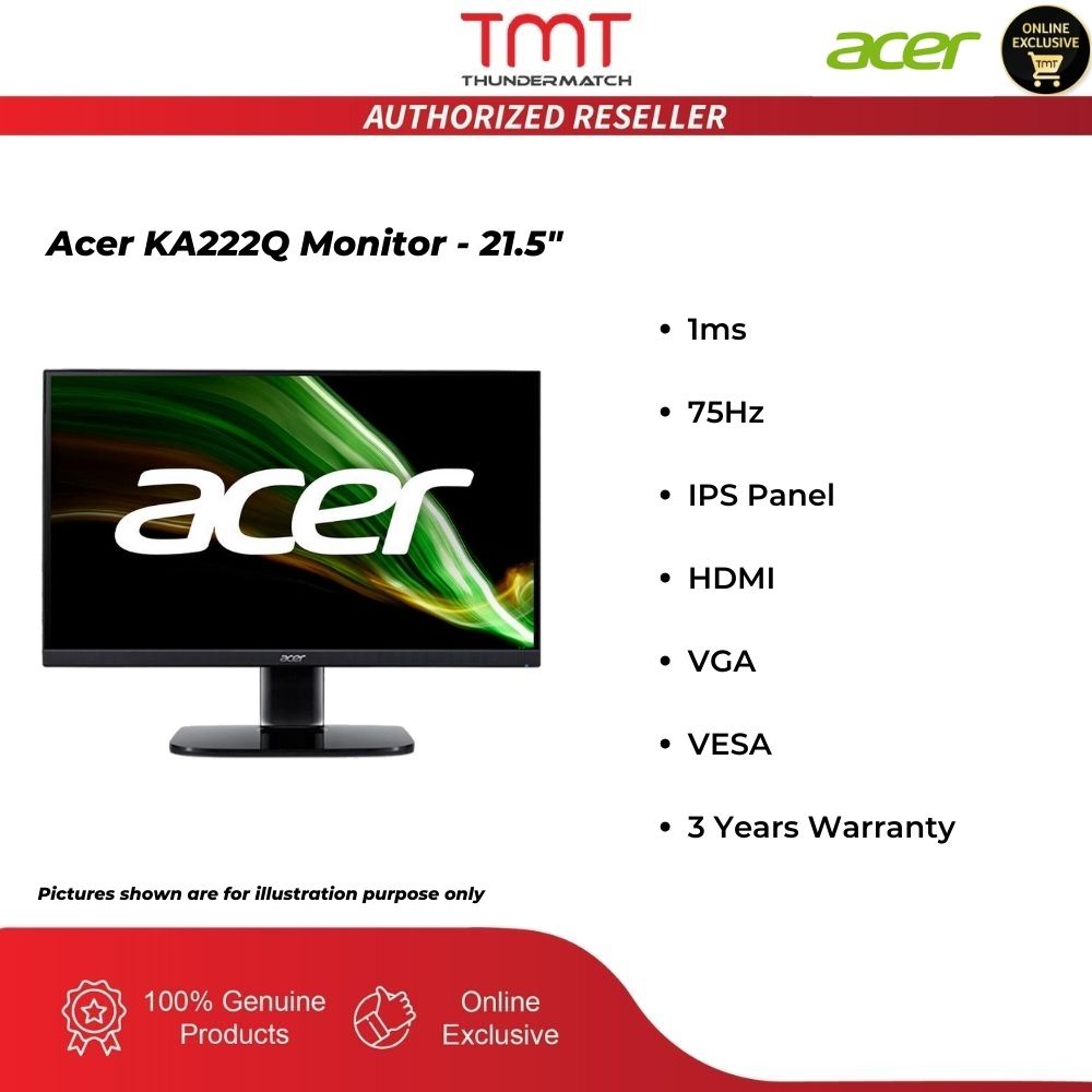 Acer Ka222q Monitor 215 1ms 75hz Fhd Ips Panel Hdmi Vesa Vga Shopee Malaysia 5722