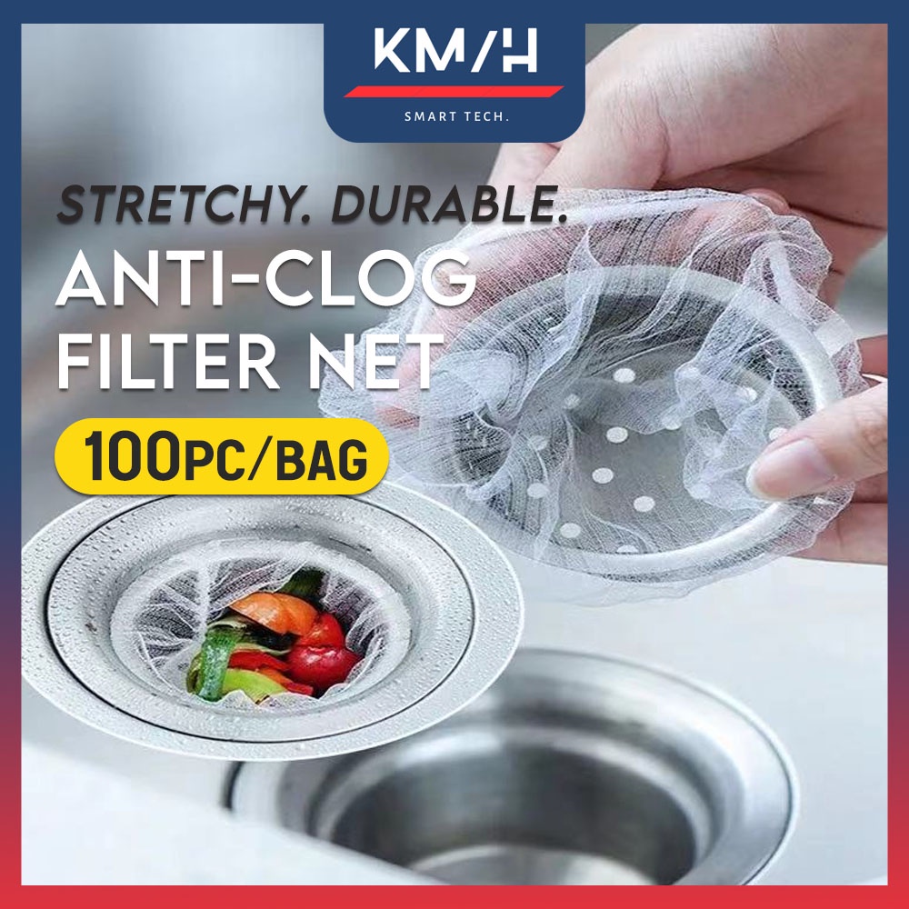 KMH 100pcs Kitchen Sink Filter Net Disposable Mesh Strainer Bags Anti ...
