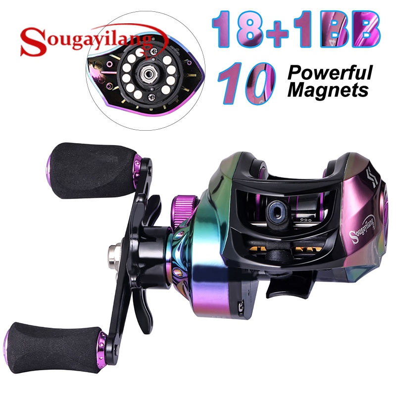 Sougayilang Colorful Baitcasting Fishing Reel 18+1BB 7.2:1 Gear Ratio  Right/Left Hand for Freshwater Fishing Casting Fishing Reel Pancing