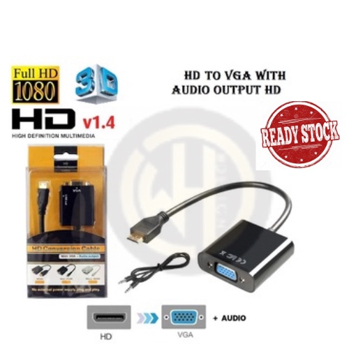 HDTV TO VGA WITH Audio Output HD Conversion Cable | Shopee Malaysia