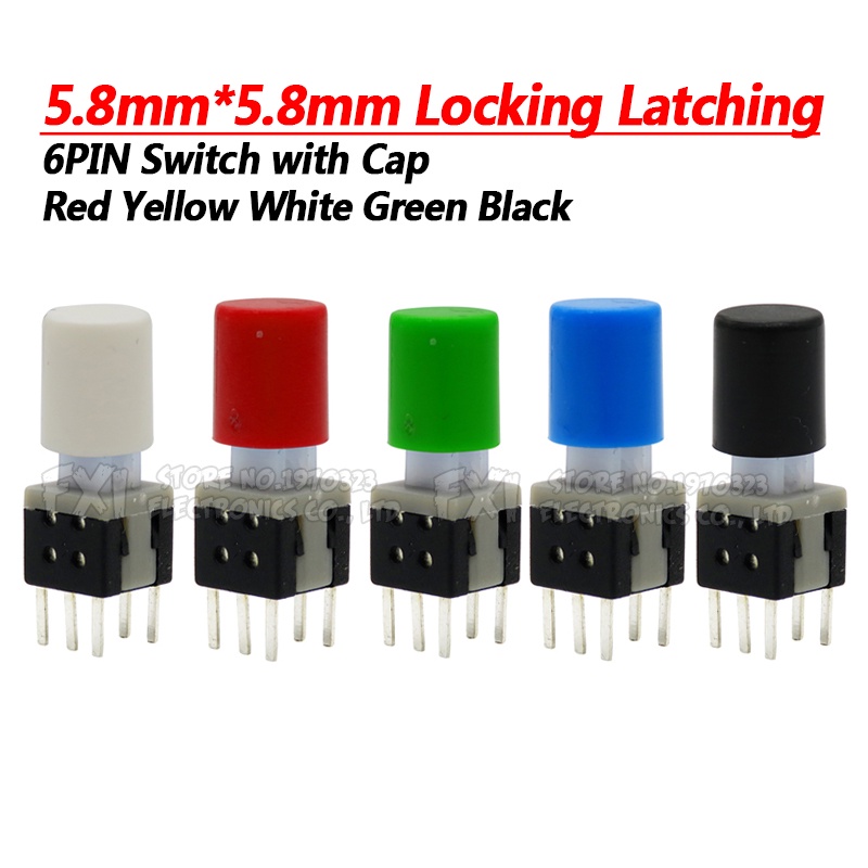 10Sets = 20PCS 5.8*5.8mm with cap Locking Latching Push Tactile Power ...