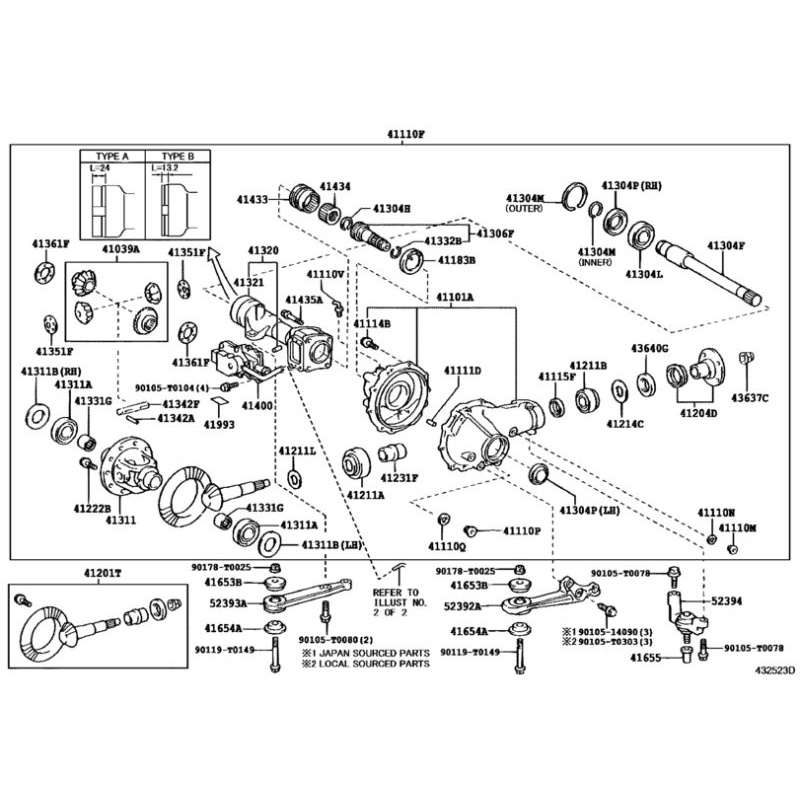 TOYOTA HILUX KUN25/26 GUN125 FRONT AXLE DIFFERENTIAL BEARING