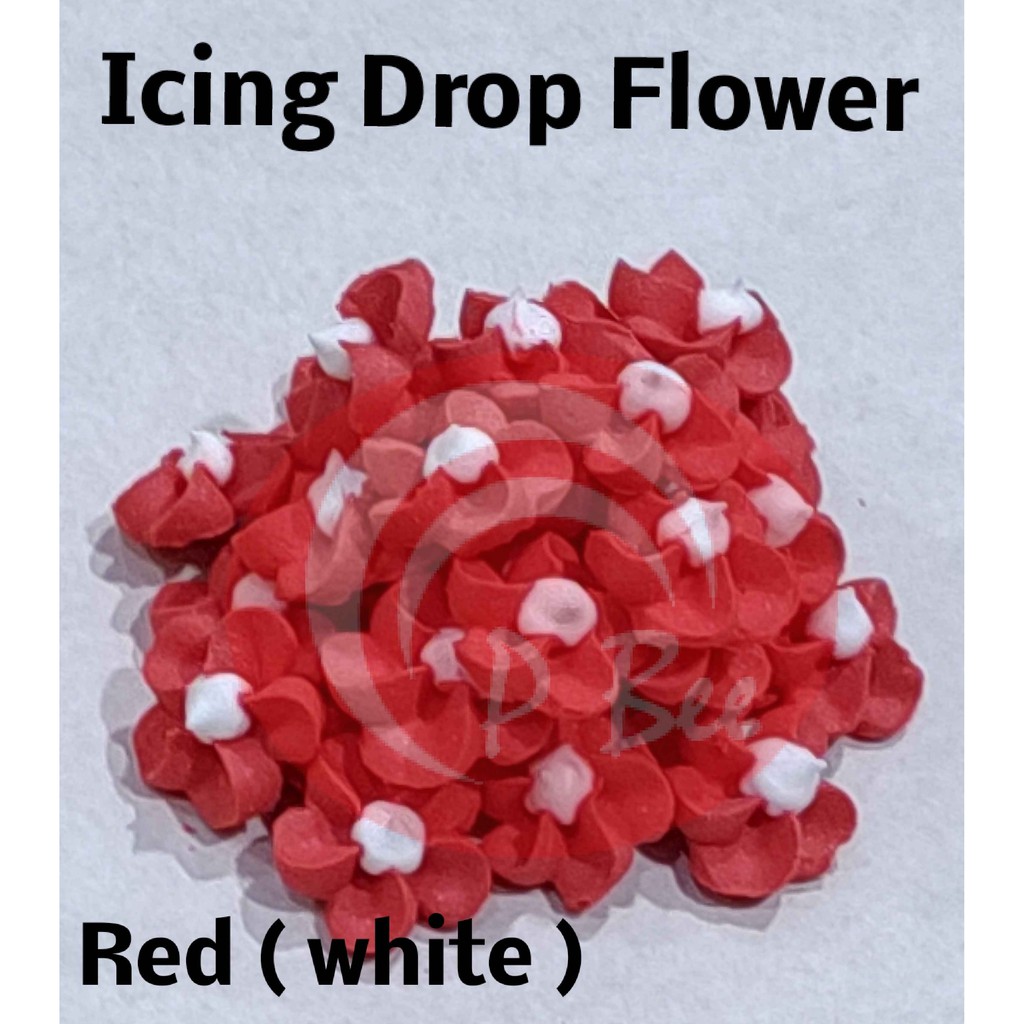 Icing Drop Flowers/Royal Icing Flowers/(Red Colour)/Bunga Icing (Warna ...