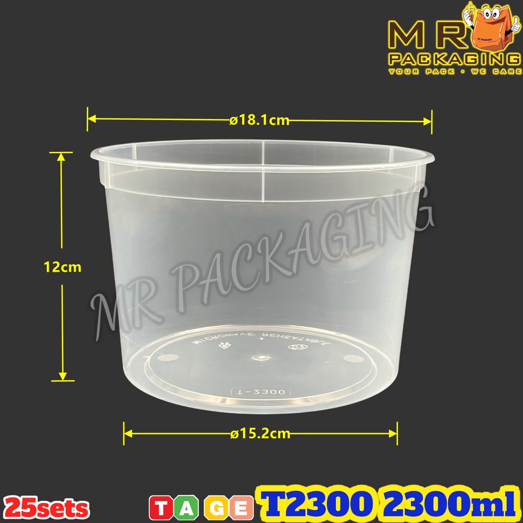 2300ml Round Container with lid ( 25sets± ) 2300 ml Disposable Plastic ...