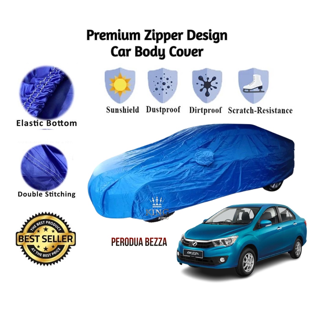 Perodua Bezza Premium High Quality Zipper Design Car Cover Anti-UV Dust ...