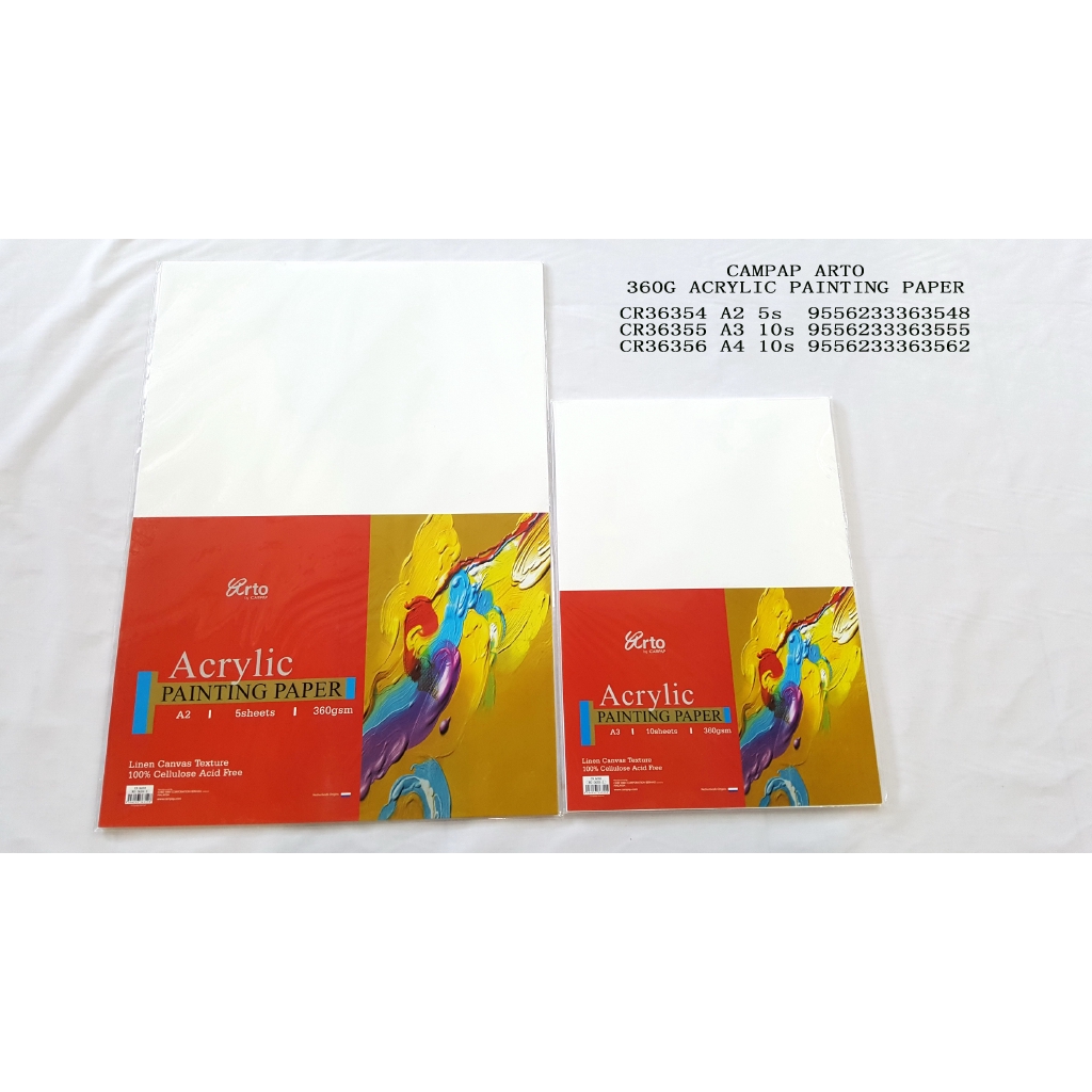 Campap Arto Acrylic Painting Paper Pack 360gsm (A4 / A3 / A2)  [CR36356/CR36355/CR36354]