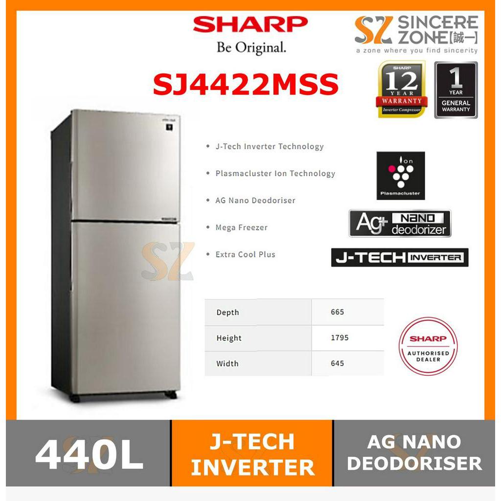 Sharp SJ4422MSS 400L J-Tech Inverter 2 Door Refrigerator | Shopee