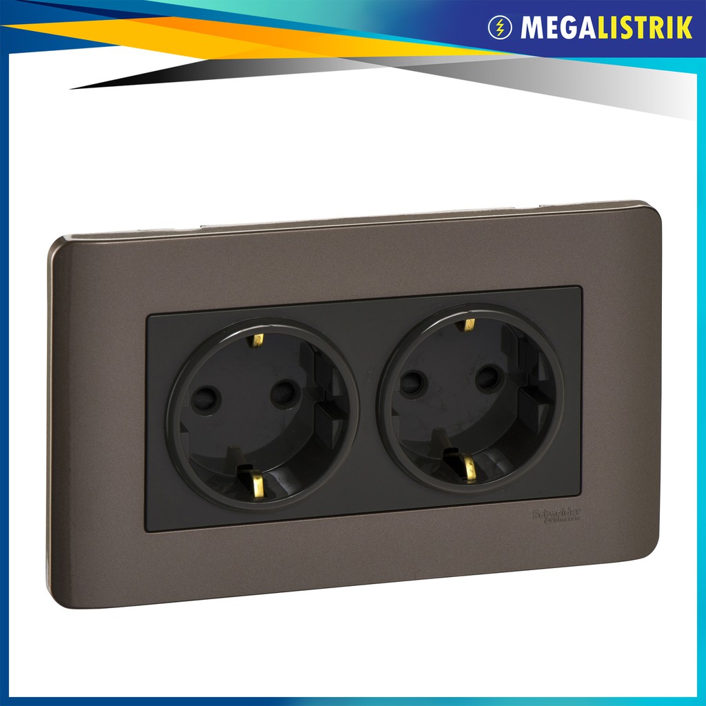 Schneider Stop Contact Socket Outlet Schuko Gang A Zencelo Silver Bronze Shopee Malaysia