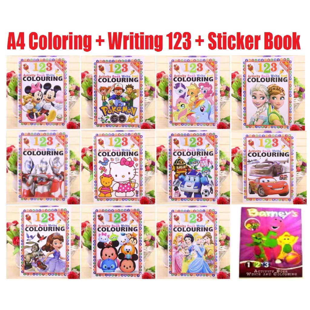 Kids Coloring & Writting Number Book Sticker A4 Size Early Learning ...