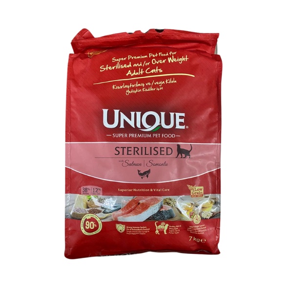 UNIQUE SUPER PREMIUM PET FOOD STERILISED WITH SALMON CAT FOOD 7KG