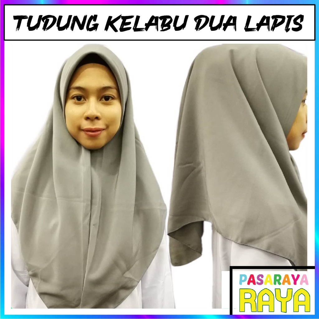 Tudung Sekolah Kelabu Tudung Pengakap Dua Lapis Kain Licin Koshibo Tudung Grey Shopee Malaysia