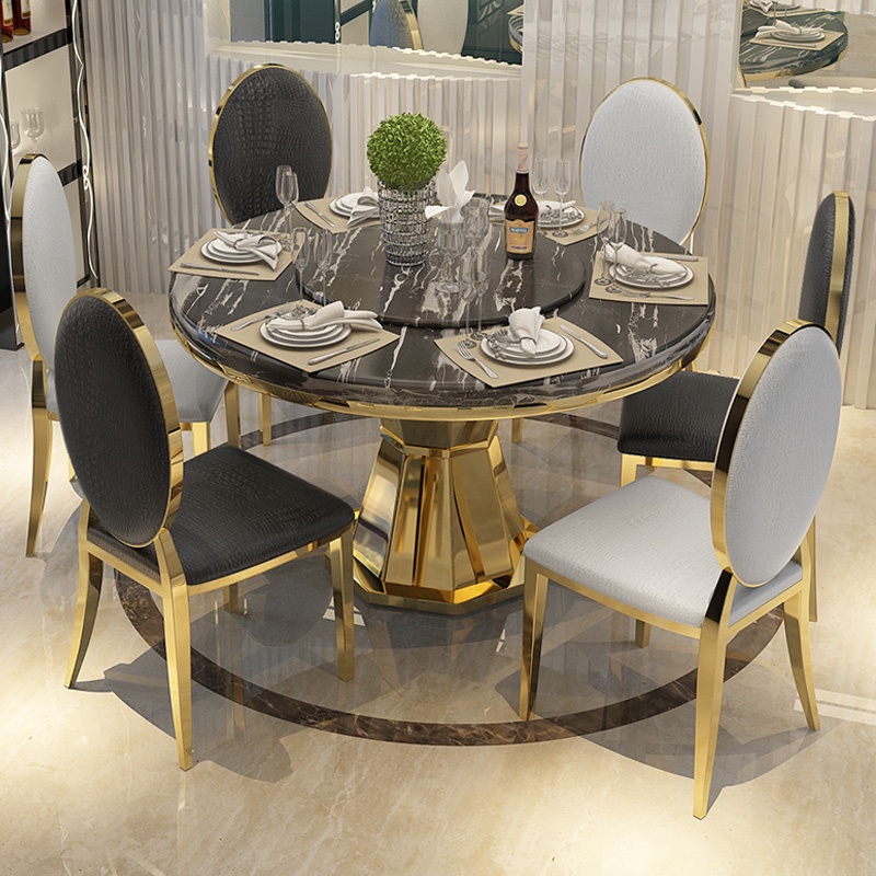 Luxury Round Marble Table Gold Luxury Nordic Dining Table Chairs Set ...