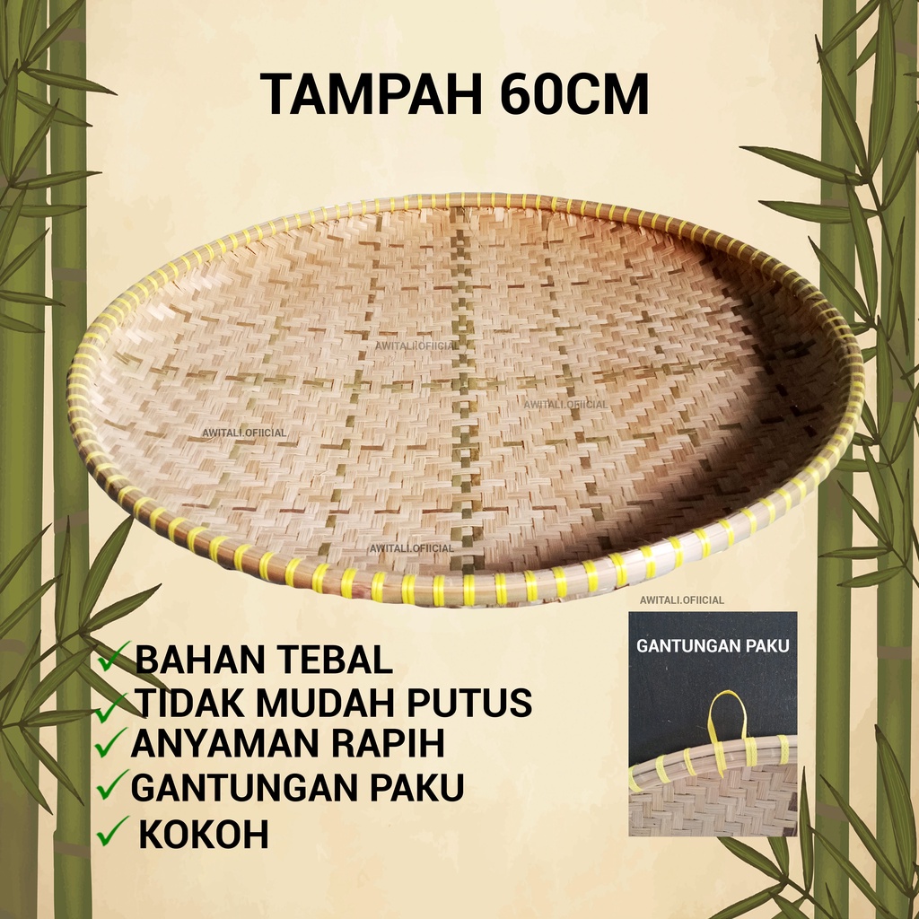 Nyiru Bamboo Tray Large Bamboo 50/56/60cm Bamboo Tray Tampi Rice ...