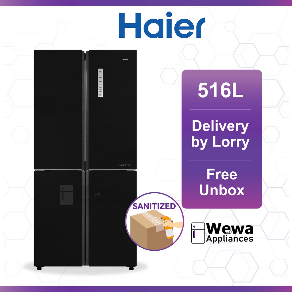 Haier 516L 4 Door Glass Series DC Inverter Refrigerator Fridge Peti