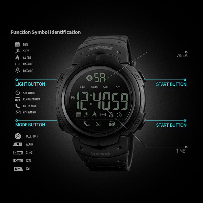 SKMEI 1301 Waterproof Bluetooth Male Smartwatch with Call Notification Pedometer Calorie Counter Watch Shopee Malaysia