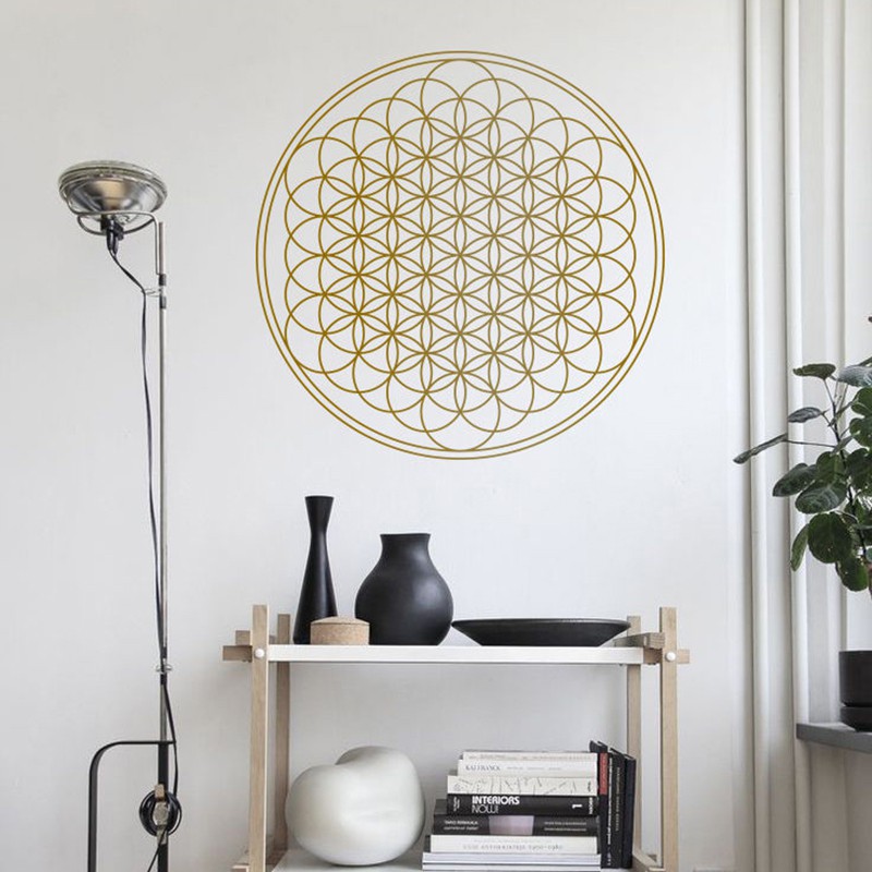 Sacred Flower of Life Geometric Wall Decal Yoga Boho Circle Mandala ...