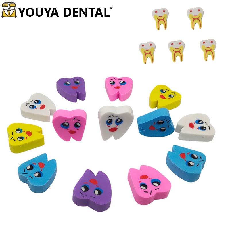 50pcs/bag Tooth Shape Eraser Dental Clinic Children's Hospital Gifts