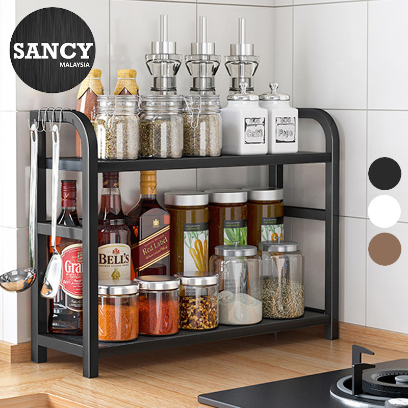 SANCY Kitchen Shelves Seasoning Rack Soy Sauce Bottle Salt Sauce ...