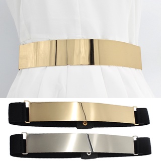 Fashion Women Adjustable Metal Belt Gold Silver Wide Bling Plate Waist Belt Ladies Mirror Waist