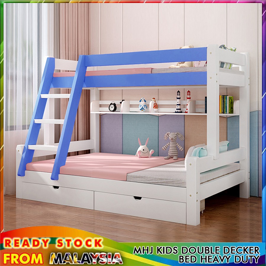 MHJ Double Decker Bed For Kids High & Low Bed Bunk Heavy Duty Strong