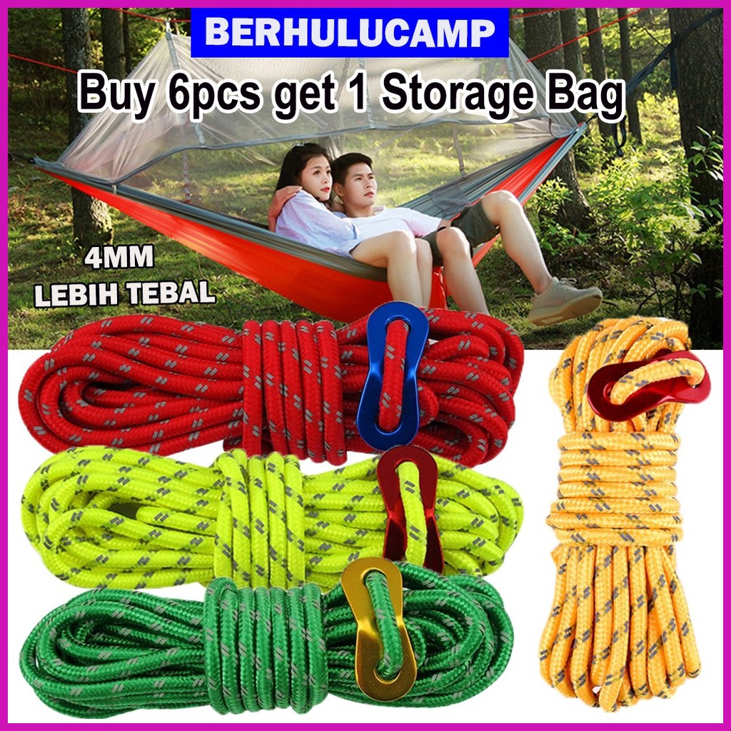 Tali Khemah Tali Flysheet Tent Rope Polyester Reflective Wind Rope ...