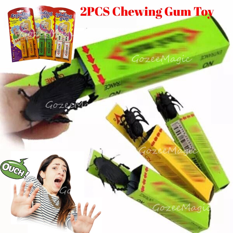 2pcs Funny Joke Chewing Gum Toy Prank Trick Gag Cockroach/Spider/Rat