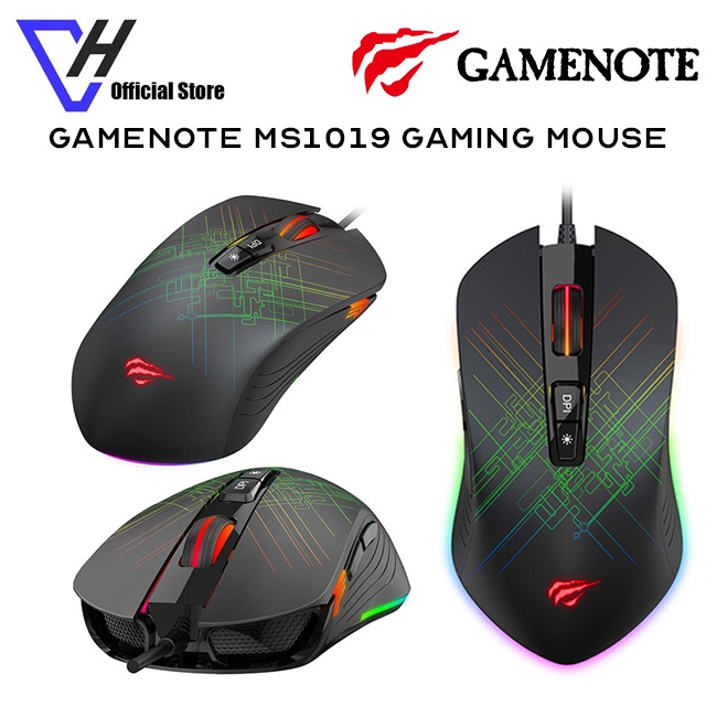 GAMENOTE MS1019 4800DPI RGB Backlit Programmable Gaming Mouse Shopee