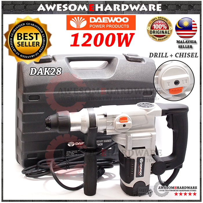 (HEAVY DUTY) DAEWOO DAK28 1200W 2 MODE ROTARY HAMMER DRILL WITH IMPACT