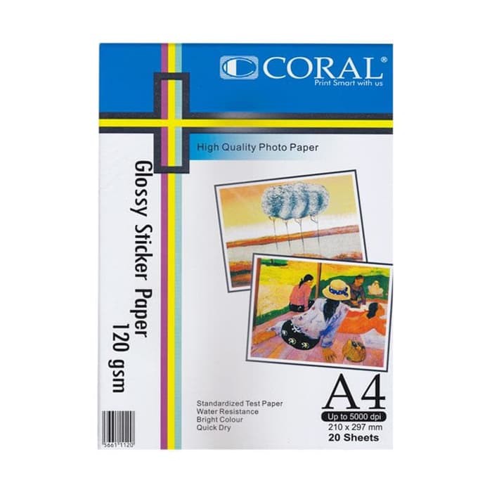 Coral glossy stickers 120gsm contains 20 sheets | Sticker sticker ...