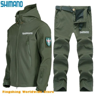 New SHIMANO Fishing Clothing Set Waterproof Fleece Warm Man Outdoor Fishing  Jacket And Pants Soft Shell Clothes Fishing Wear