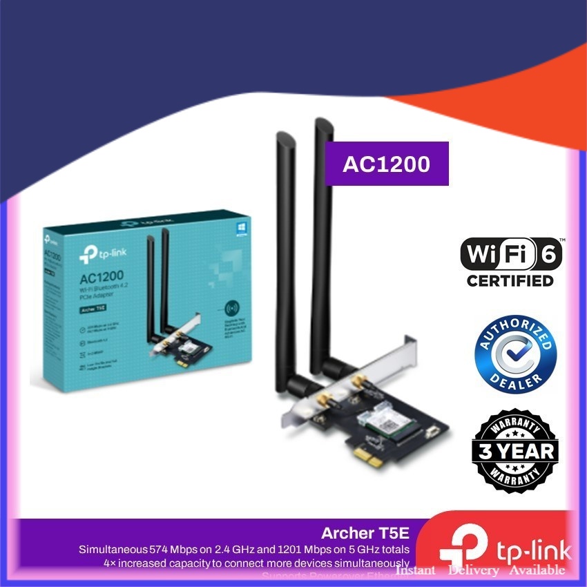TP-Link AC1200 PCIe WiFi Card for PC (Archer T5E) - Bluetooth 4.2, Dual  Band Wireless Network Card (2.4Ghz and 5Ghz) for Gaming, Streaming,  Supports Windows 10, 8.1, 8, 7 (32/64-bit) 