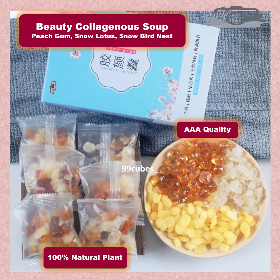 3IN1 Beauty Collagen Dessert Premium AAA Snow Bird Nest Peach Gum