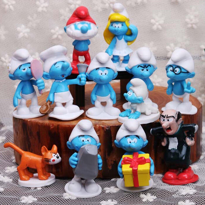 New 12pcs/Lot Elves Papa Model Smurfette Clumsy Figures The Smurfs ...